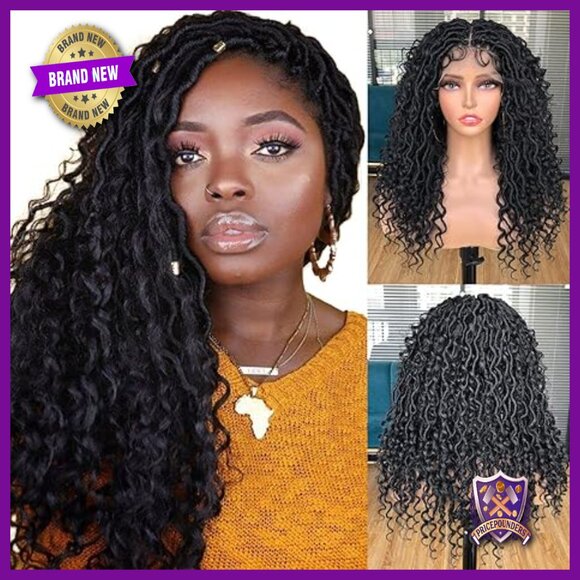 18 Inch Synthetic Faux Locs Wig with Baby Hair Full Lace Front Glueless main image 4